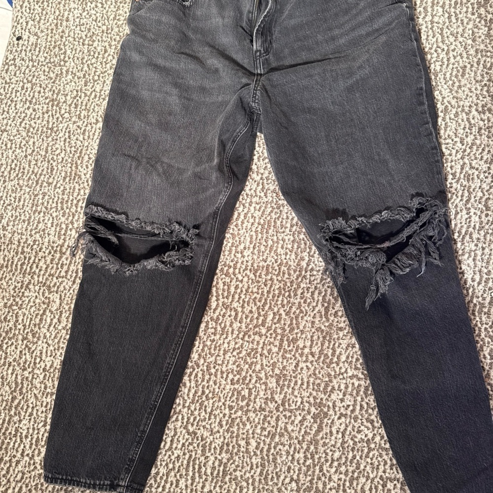 American Eagle Jeans Sz 16 Short Womens Black Pants Ladies High Rise Mom Jeans ￼